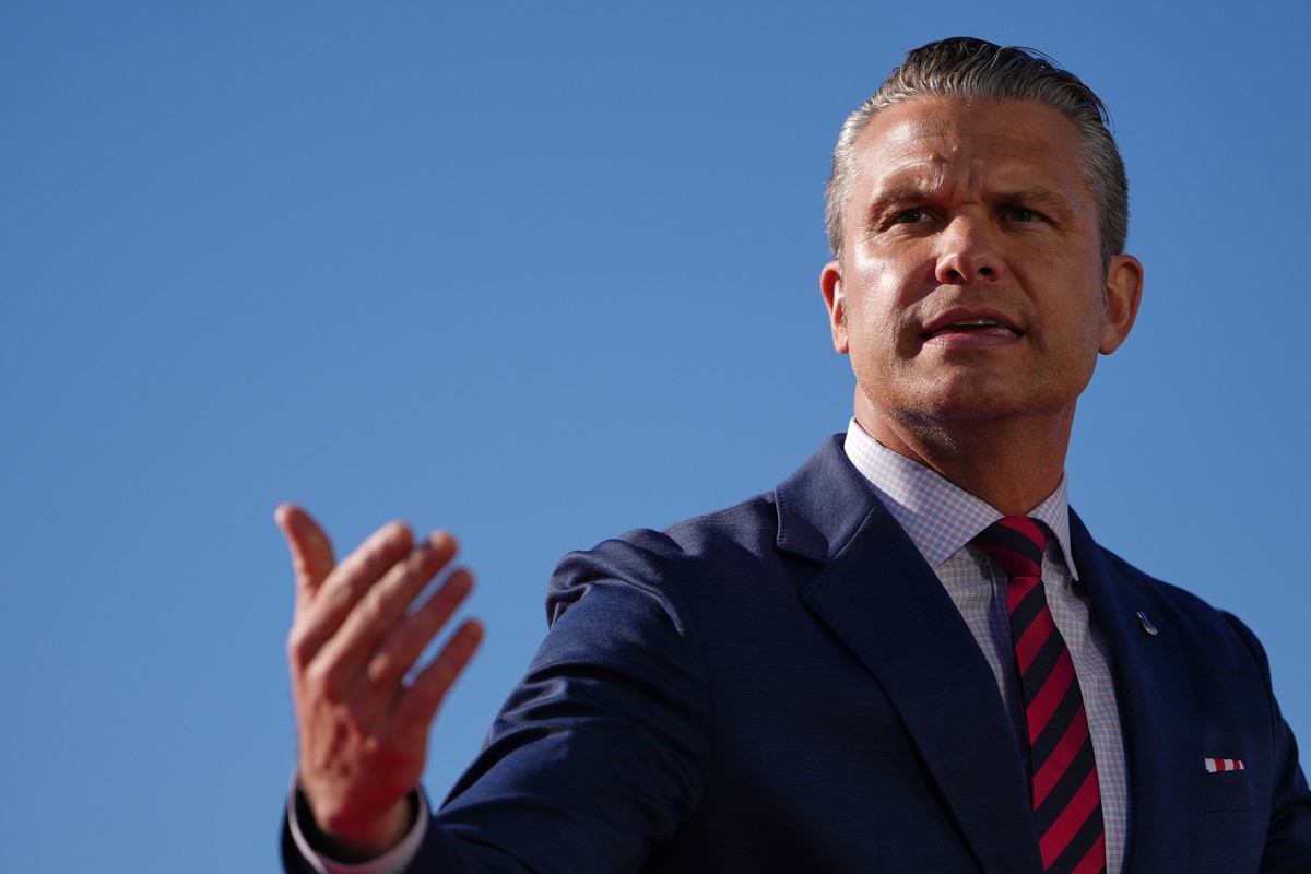 Defense Secretary Pete Hegseth speaks before President Donald Trump at an event for Anduril Industries, Inc., at Sparrows Point Shipyard, Tuesday, Oct. 6, 2026, in Sparrows Point, Md. (AP Photo/Julia  ...