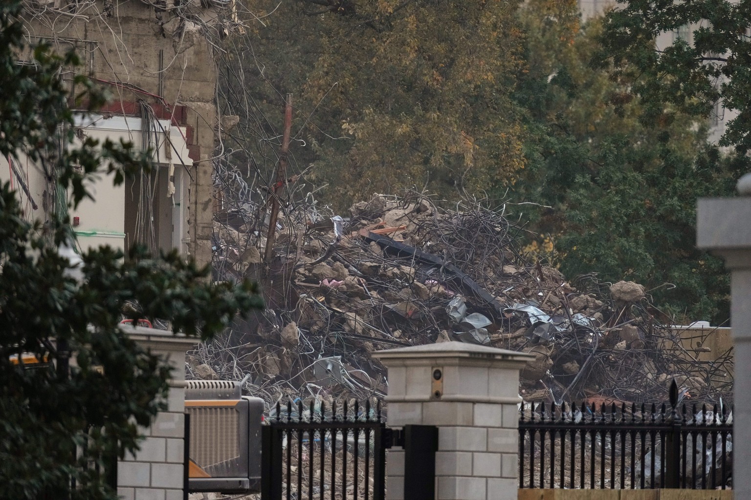 Rubble is piled as demolition continues on the East Wing of the White House, Wednesday, Oct. 22, 2025, in Washington, before construction of a ballroom. (AP Photo/Jacquelyn Martin)
White House Demolit ...