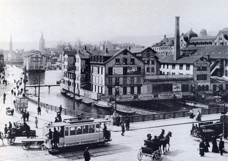 Blick vom Central die Limmat herunter – anno 1910.