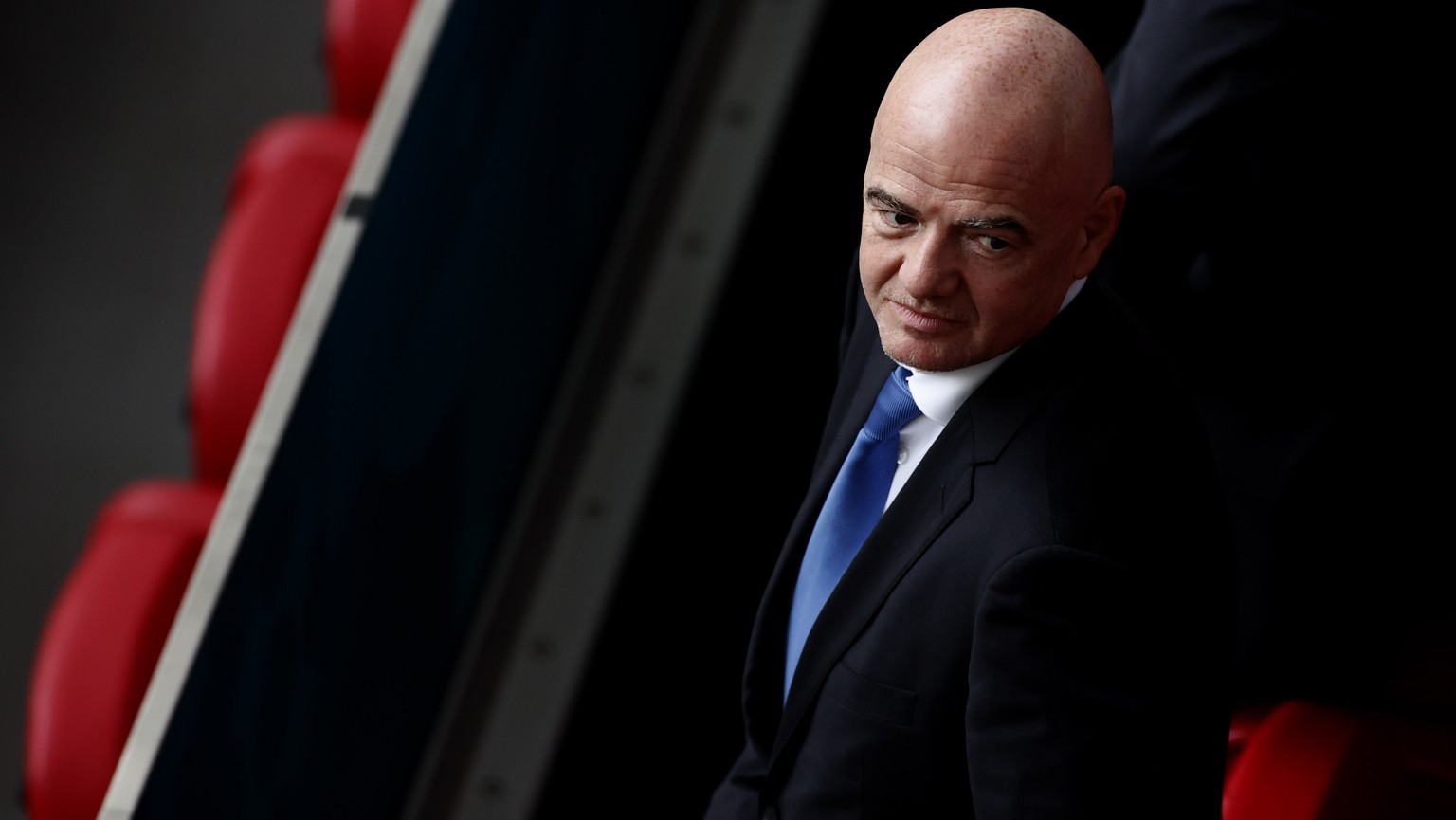 FIFA Secretary General Gianni Infantino is seen before the Euro 2020 soccer championship group C match between Netherland and Austria, at Johan Cruyff Arena Arena in Amsterdam, Thursday, June 17, 2021 ...