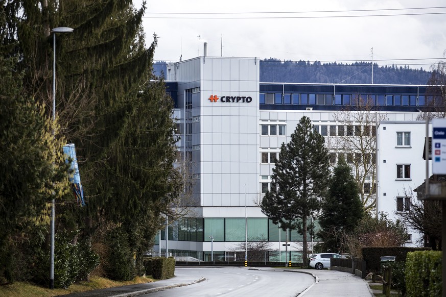 epa08213436 Picture made available 12 February 2020 shows the headquarters of the company Crypto AG, in Steinhausen, Switzerland, 11 February 2020. The Swiss government has ordered an inquiry after re ...