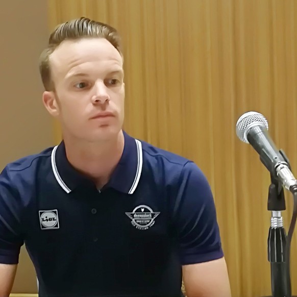 epa07330394 Belgian cyclist Iljo Keisse of Quick-Step attends a press conference in San Juan, Argentina, 29 January 2019. Keisse is in Argentina competing in San Juan cycling tour and was accused of s ...