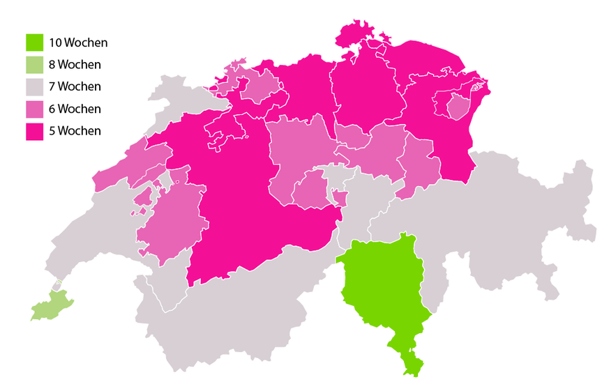 Schulferien Schweiz Infografik: Länge Ferien