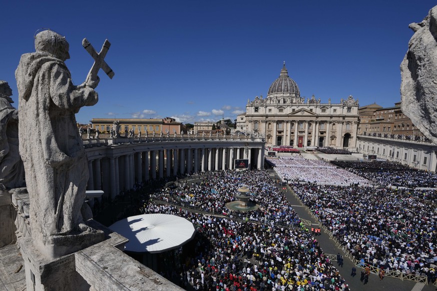 A view of the funeral of Pope Francis in St. Peter&#039;s Square at the Vatican, Saturday, April 26, 2025. (AP Photo/Gregorio Borgia)
APTOPIX Vatican Pope