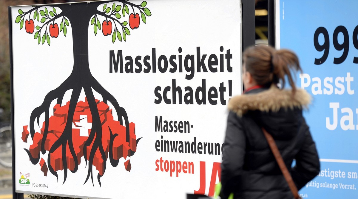 Erste angenommene zuwanderungskritische Vorlage: Die Masseneinwanderungsinitiative profitierte von der wachsenden Skepsis gegen die Personenfreizügigkeit angesichts der ab 2012 stark zunehmenden Zuwan ...