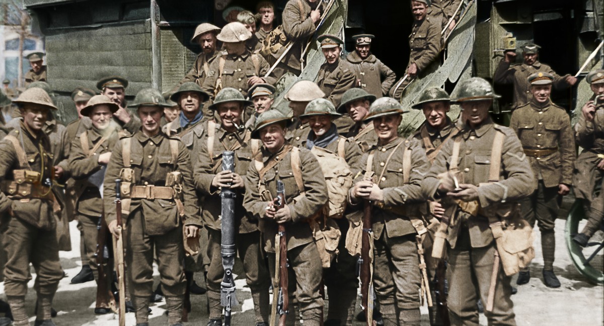 This image released by Warner Bros. Entertainment shows a scene from the WWI documentary "They Shall Not Grow Old," directed by Peter Jackson. Jackson drew on all the technical know-how of h ...