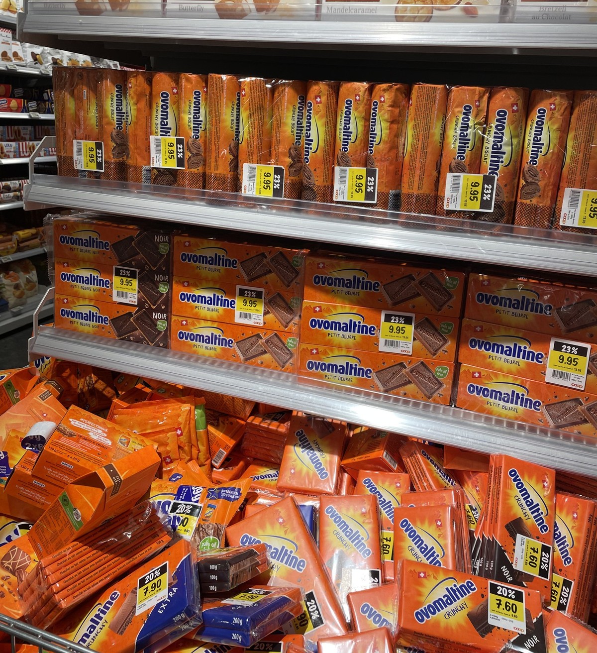 Les produits Ovomaltine sont en soldes à la Coop.