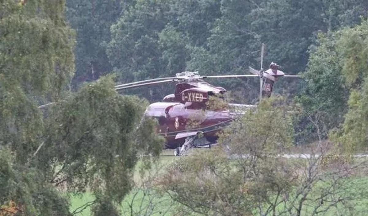 The royal helicopter spotted after landing at Balmoral Castle this morning.