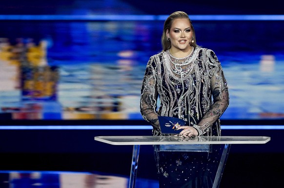 epa09211906 Presenter Nikkie de Jager performs during the first dress rehearsal for the Second Semi-Final of the 65th annual Eurovision Song Contest (ESC) at the Rotterdam Ahoy arena, in Rotterdam, Th ...