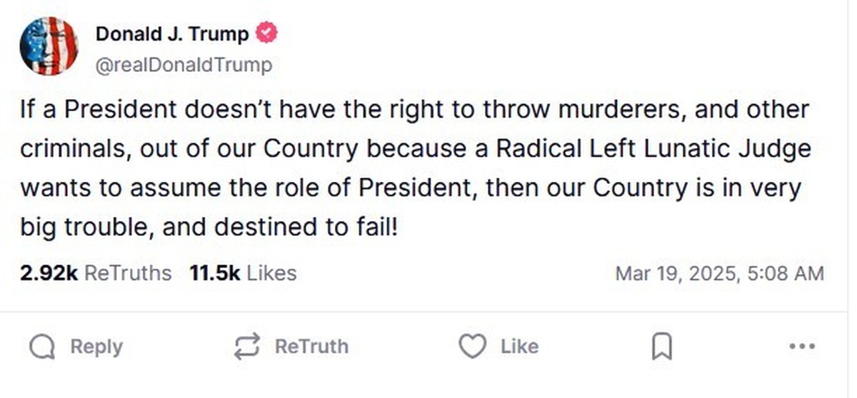 Trumps Post auf Truth Social, März 2025
https://truthsocial.com/@realDonaldTrump/posts/114187128423651010