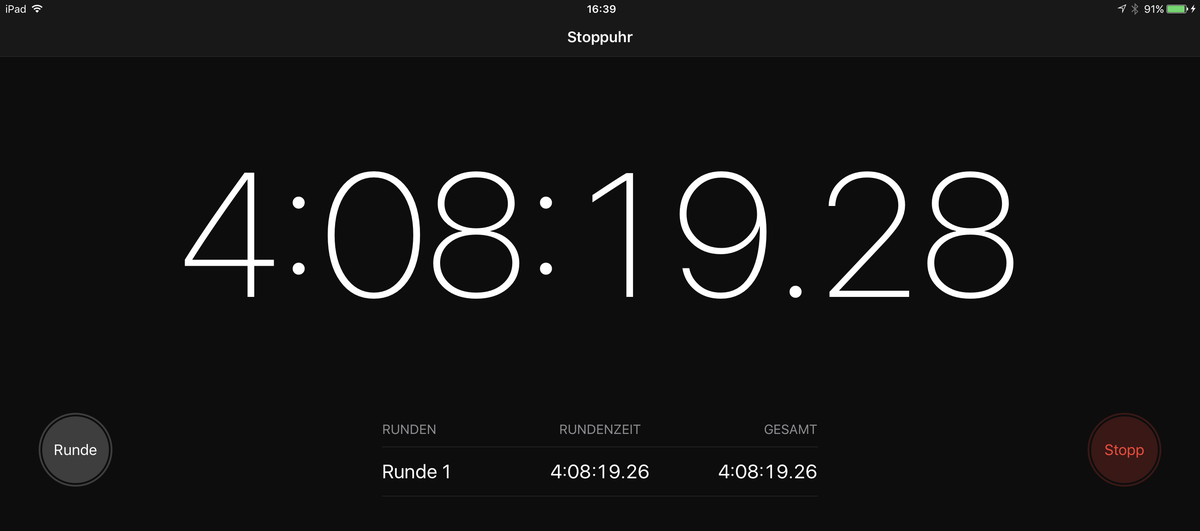 Von fast Null auf 91 Prozent Akkuladung, in mehr als vier Stunden ...