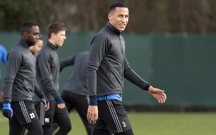 Der neu verpflichtete Leo Lacroix waehrend eines Trainings des FC Basel vor dem Rueckrundenstart auf dem Trainingsgelaende St. Jakob in Basel, am Freitag, 2. Februar 2018. (KEYSTONE/Georgios Kefalas)