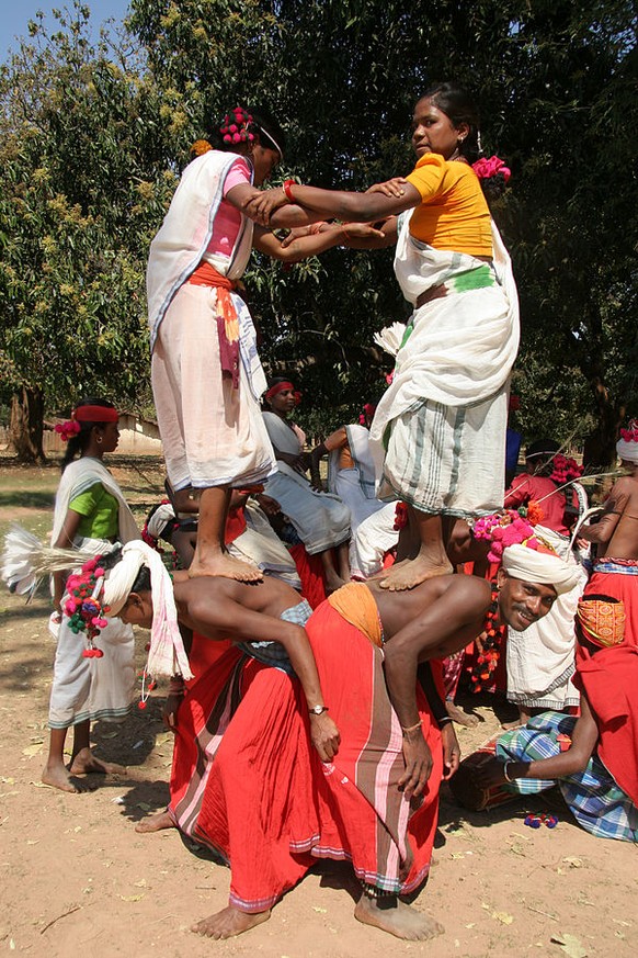 Die Muria während einer Zeremonie.