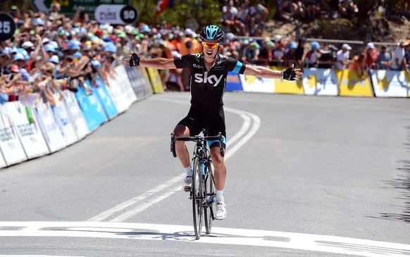 Richie Porte feiert seinen Solosieg.