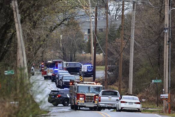 Emergency vehicles appear near the location where a small aircraft crashed while taking off from the Bill and Hillary Clinton National Airport in Little Rock, Ark., Wednesday Feb. 22, 2023. (Staton Br ...