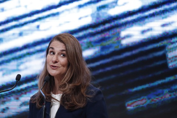 epa07308476 Melinda Gates, Co-Chair of the Bill and Melinda Gates Foundation makes her speech on the opening of the 2nd edition of the Rendez-Vous de Bercy at the Economy ministry in Paris, France, 22 ...