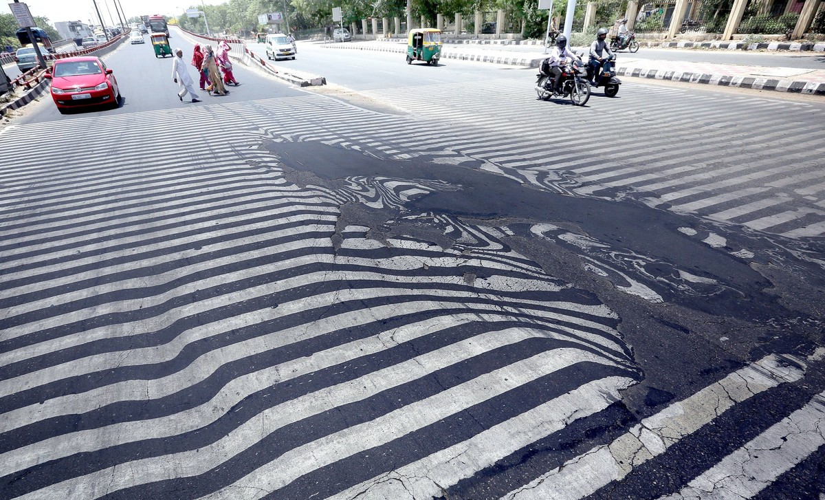 Schmelzende Dinge: Indiens Strasse verläuft