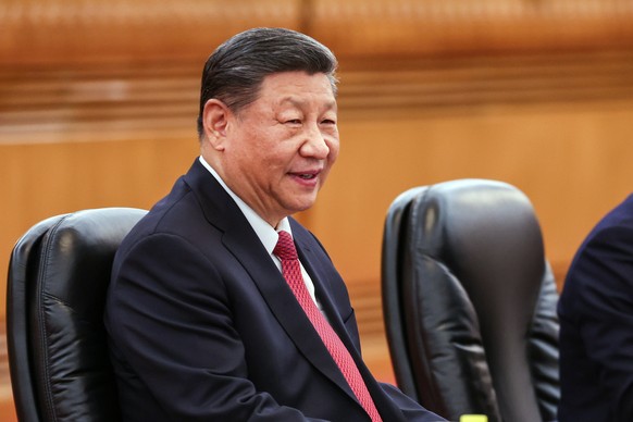 epa11876462 Chinese President Xi Jinping attends a meeting with his Pakistani counterpart at the Great Hall of the People in Beijing, China, 05 February 2025. The Pakistani president is on a state vis ...