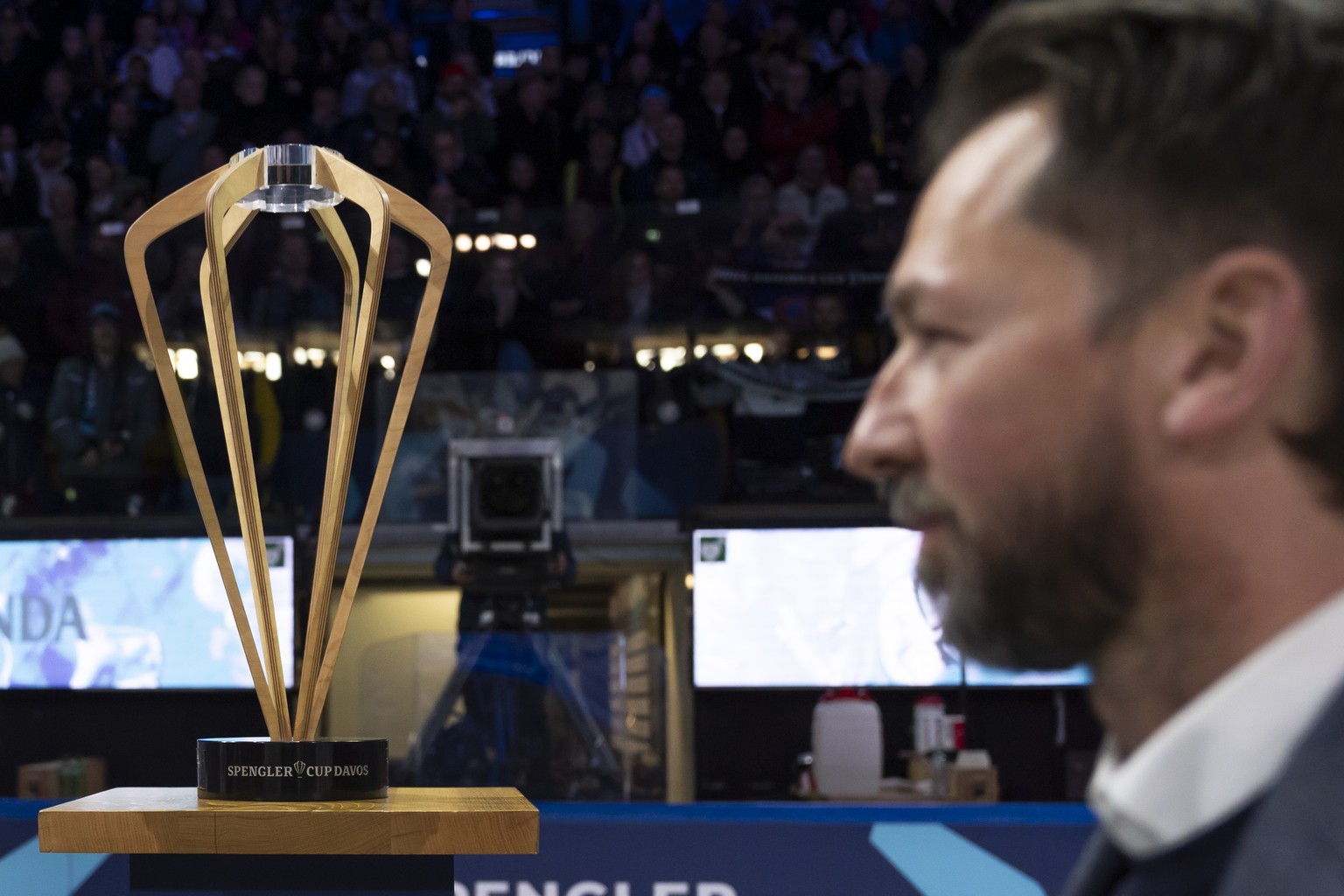 Fribourg's Head Coach Lars Leuenberger after the final game between Germany's Straubing Tigers and Switzerland's HC Fribourg-Gotteron at the 96th Spengler Cup ice hockey tournament in D ...