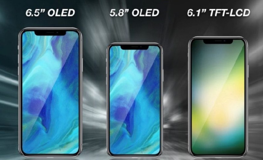 Der iPhone-X-Nachfolger (5,8 Zoll), das neue Budget-Modell (6,1 Zoll) und das neue Flaggschiff, das mutmassliche iPhone X Plus (6,5 Zoll).