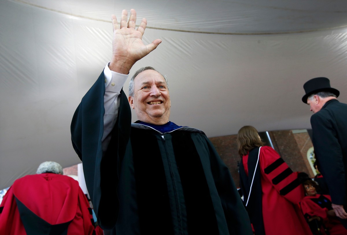 FILE -Former Harvard University president Larry Summers waves during Harvard commencement exercises, May 24, 2018, in Cambridge, Mass. (AP Photo/Michael Dwyer, File)
Larrry Summers