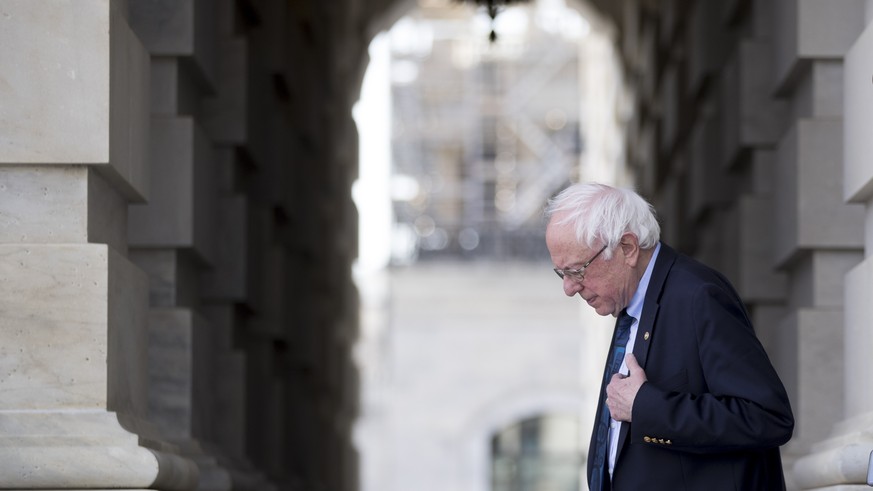 Sen. Bernie Sanders, I-Vt., leaves the U.S. Capitol building on Capitol Hill in Washington, Thursday, March 14, 2019, as the Senate rejects President Donald Trump&#039;s emergency border declaration.  ...