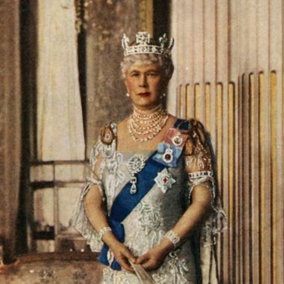 The Queen Mother&#039;, 1937, (1951). Portrait of Mary of Teck (1867-1953) in the robes she wore at the coronation of her son George VI. From &quot;The Queen Mother&quot;, by Marion Crawford (&quot;Cr ...