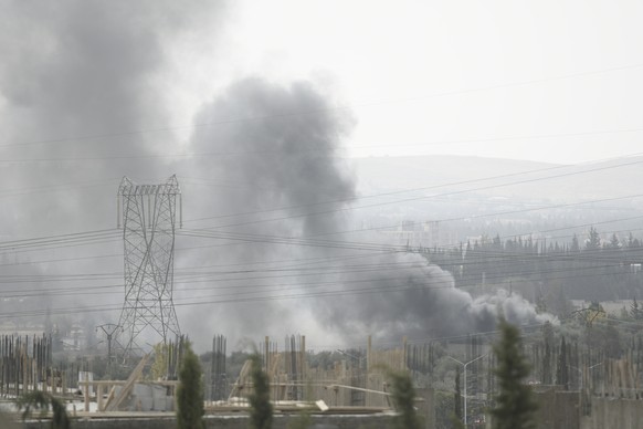 Smoke rises in the countryside of Damascus, Syria, on Saturday Oct 30, 2021, following what Syrian state media said was an Israeli airstrike. According to SANA, the country&#039;s air defenses respond ...