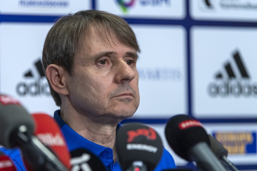 Praesident Bernhard Burgener an einer Medienkonferenz des FC Basel 1893 in Basel, am Dienstag, 18. Juni 2019. (KEYSTONE/Georgios Kefalas)