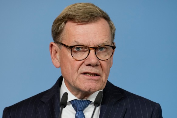 Germany's Foreign Minister Johann Wadephul speaks to the media during a press conference in Berlin on Tuesday, Sept. 1, 2026, about the attempted attack on Leipzig/Halle Airport last month with a ...