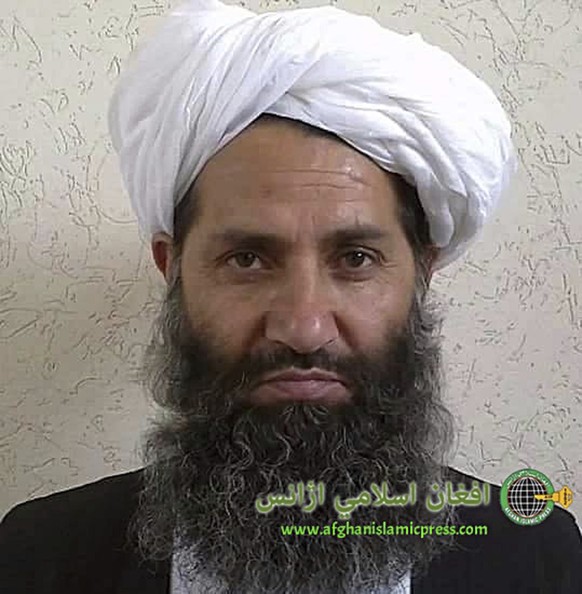 FILE - In this undated and unknown location photo, the new leader of Taliban fighters, Mullah Haibatullah Akhundzada poses for a portrait. Springtime in Afghanistan usually brings a spike in violence  ...