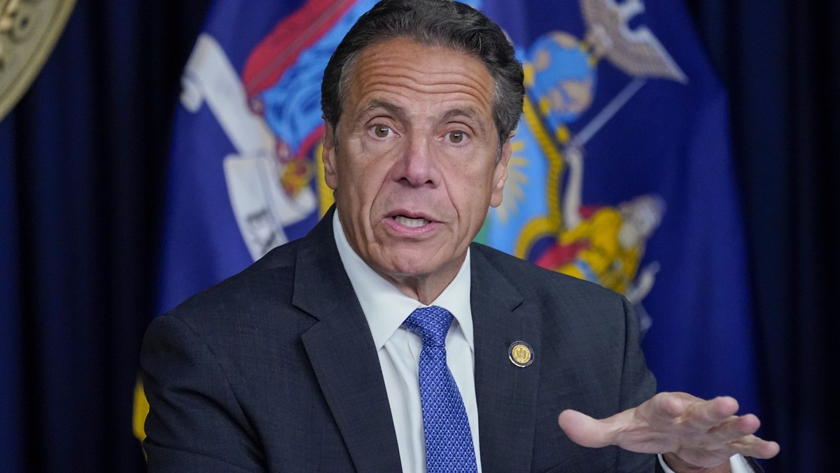 FILE - In this June 23, 2021 file photo, New York Gov. Andrew Cuomo speaks during a news conference in New York. Eleven women have described to investigators hired by the New York attorney general ...