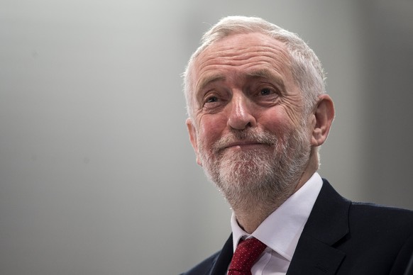 epa06566242 Britain&#039;s Labour opposition leader, Jeremy Corbyn delivers a speech on Brexit at the National Transport Design Centre, Coventry University, Coventry, West Midlands, central England, 2 ...