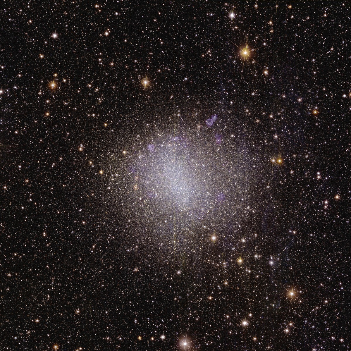 This image provided by the European Space Agency shows Euclid?s view of the irregular dwarf galaxy called NGC 6822. The European Space Agency released Euclid?s first photos Tuesday, Nov. 7, 2023 four  ...