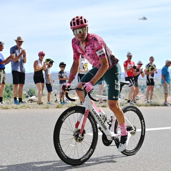 Stefan Bissegger from Switzerland, EF Education-Easypost, in action during the third stage, a 177 km race from Aesch to Grenchen, at the 85th Tour de Suisse UCI ProTour cycling race, on Tuesday, June  ...