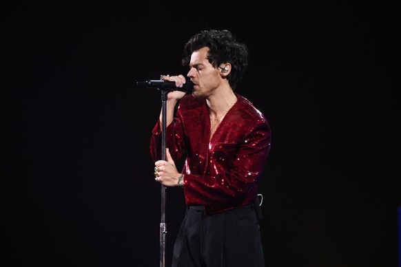 LONDON, ENGLAND - FEBRUARY 11: EDITORIAL USE ONLY Harry Styles performs on stage during The BRIT Awards 2023 at The O2 Arena on February 11, 2023 in London, England. (Photo by JMEnternational/Getty Im ...