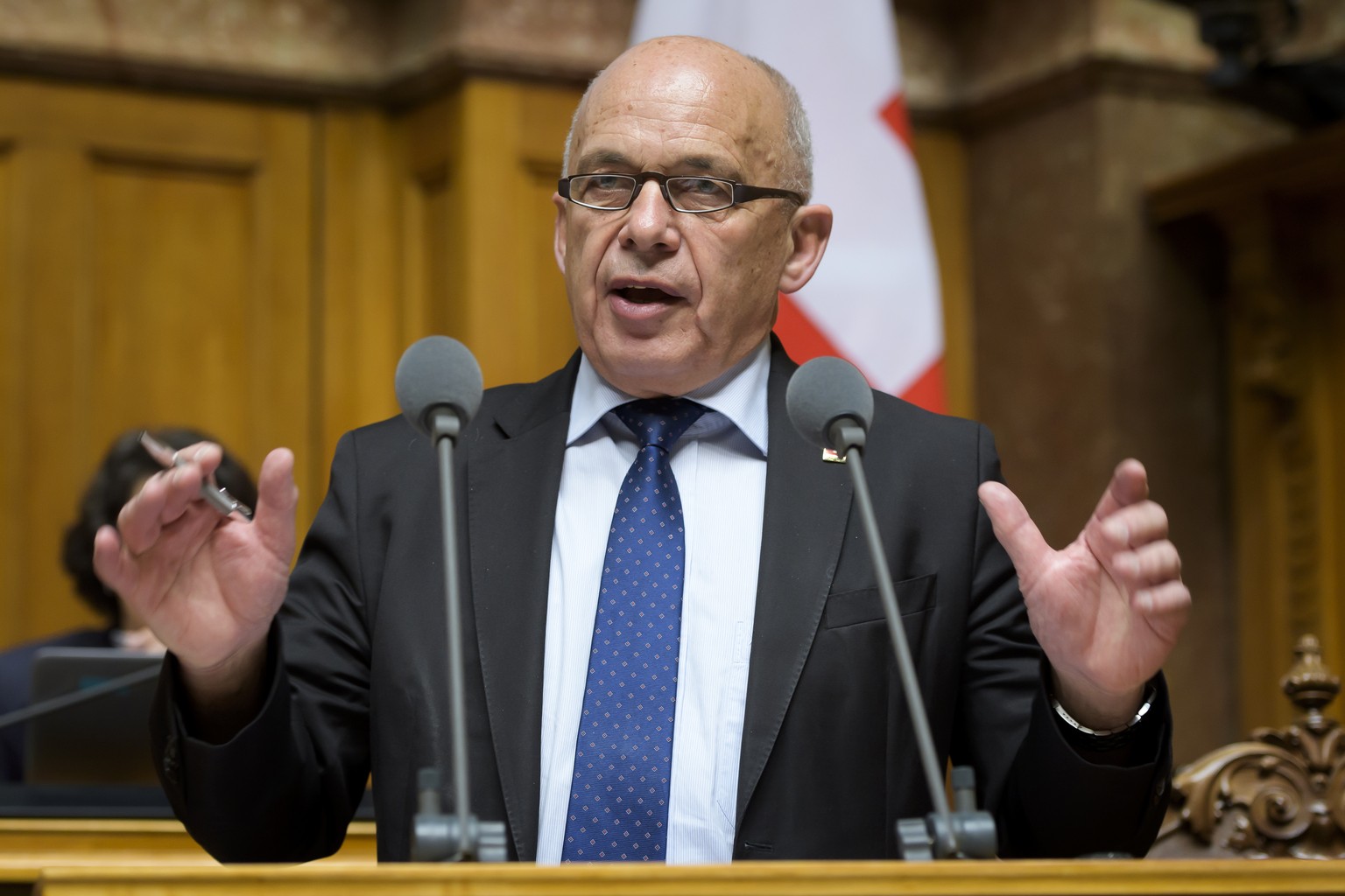 Bundespraesident Ueli Maurer spricht waehrend der Sommersession der Eidgenoessischen Raete, am Mittwoch, 12. Juni 2019 im Nationalrat in Bern. (KEYSTONE/Anthony Anex)