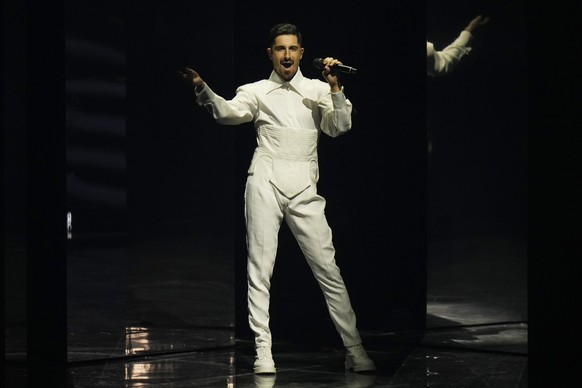 Michael Ben David from Israel singing &#039;I.M.&#039; performs during rehearsals at the Eurovision Song Contest in Turin, Italy, Wednesday, May 11, 2022. (AP Photo/Luca Bruno)