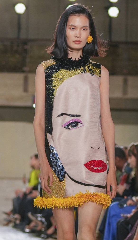 A model walks the runway wearing a garment from the Carolina Herrera fashion brand at New York Fashion Week, United States, 14 September 2026. The American brand celebrated its 45th anniversary at New ...