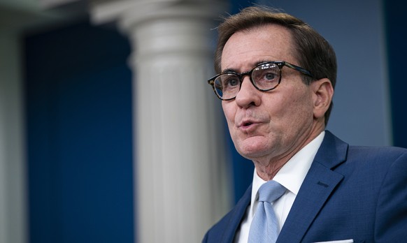 epa10103163 John Kirby, national security council coordinator, speaks during a news conference in the James S. Brady Press Briefing Room at the White House in Washington, DC, USA, on 02 August 2022. U ...