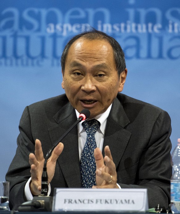 epa05656751 Francis Fukuyama, director of the Center on Democracy, Development and the Rule of Law at Stanford University, speaks to an audience during the International workshop &#039;Post-election A ...