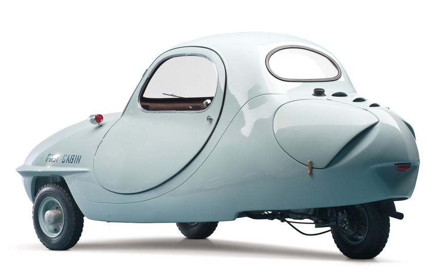 1955 Fuji Cabin Microcar Japan 
http://www.automobilemag.com/features/news/top-ten-wackiest-microcars-up-for-auction-in-february-200165/photo_06.html