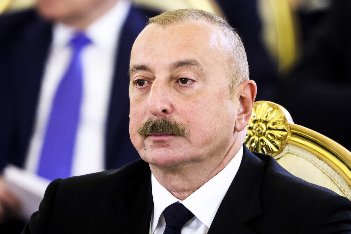 Azerbaijani President Ilham Aliyev attends a meeting of the Supreme Eurasian Economic Council at the Kremlin in Moscow, Russia, Thursday, May 25, 2023. (Mikhail Metzel, Sputnik, Kremlin Pool Photo via ...