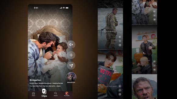 Mit «Clips» springt Netflix auf den TikTok-Hype auf und bietet Material spezifisch zur Ansicht im Hochformat an.