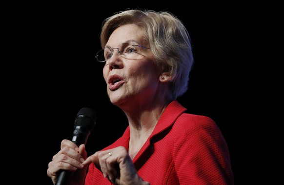 In this Nov. 17, 2019, photo, Democratic presidential candidate Sen. Elizabeth Warren, D-Mass., speaks during a fundraiser for the Nevada Democratic Party in Las Vegas. Warren has released a proposal  ...