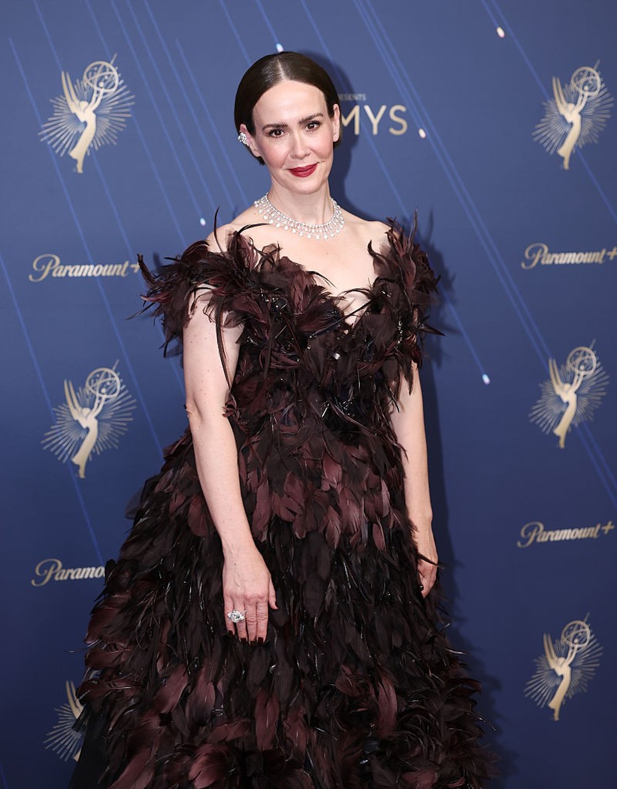 Los Angeles, CA September 14, 2025 Sarah Paulson on the red carpet at the 77th Primetime Emmy Awards at the Peacock Theater in Los Angeles, CA, Sunday, Sept. 14, 2025. (Allen J. Schaben / Los Angeles  ...
