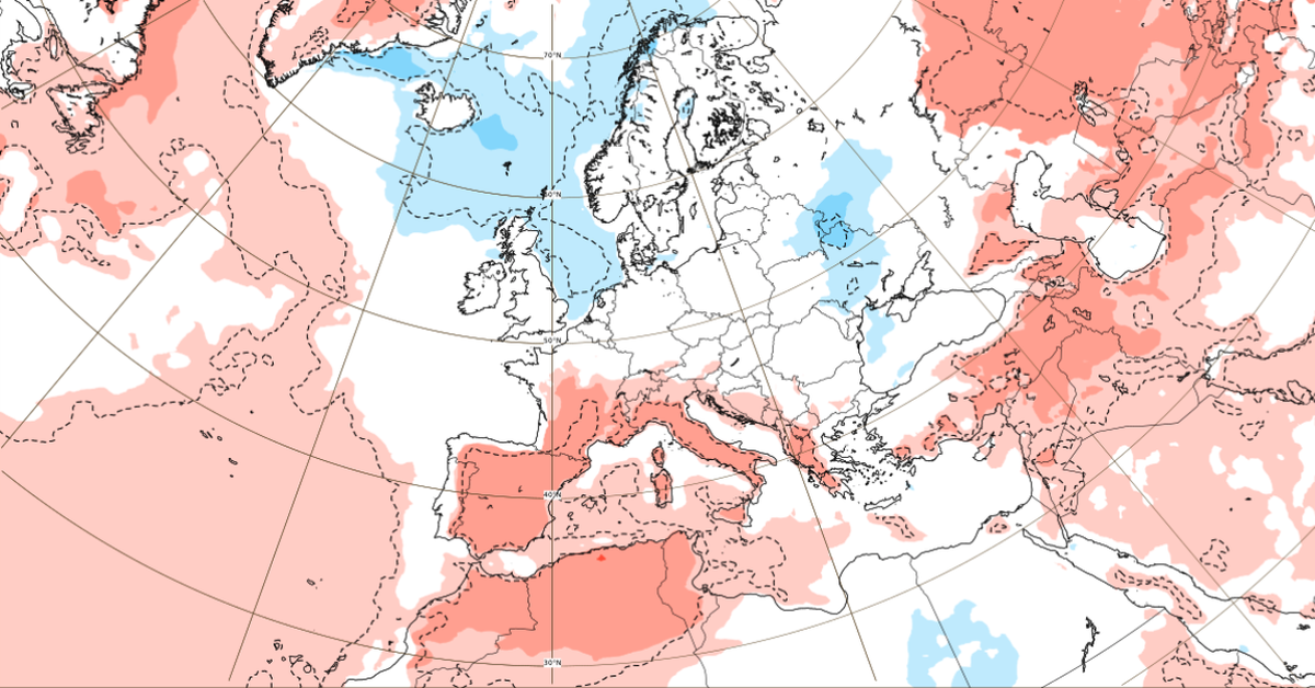 Der Trend der ECMWF für die Woche vom 21. bis 28. Juni im Vergleich mit den letzten 20 Jahren: Aktuell geht es eher in die Richtung kühler als sonst.