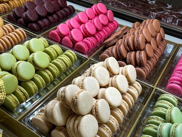 Different Flavors of Macarons in Paris France.