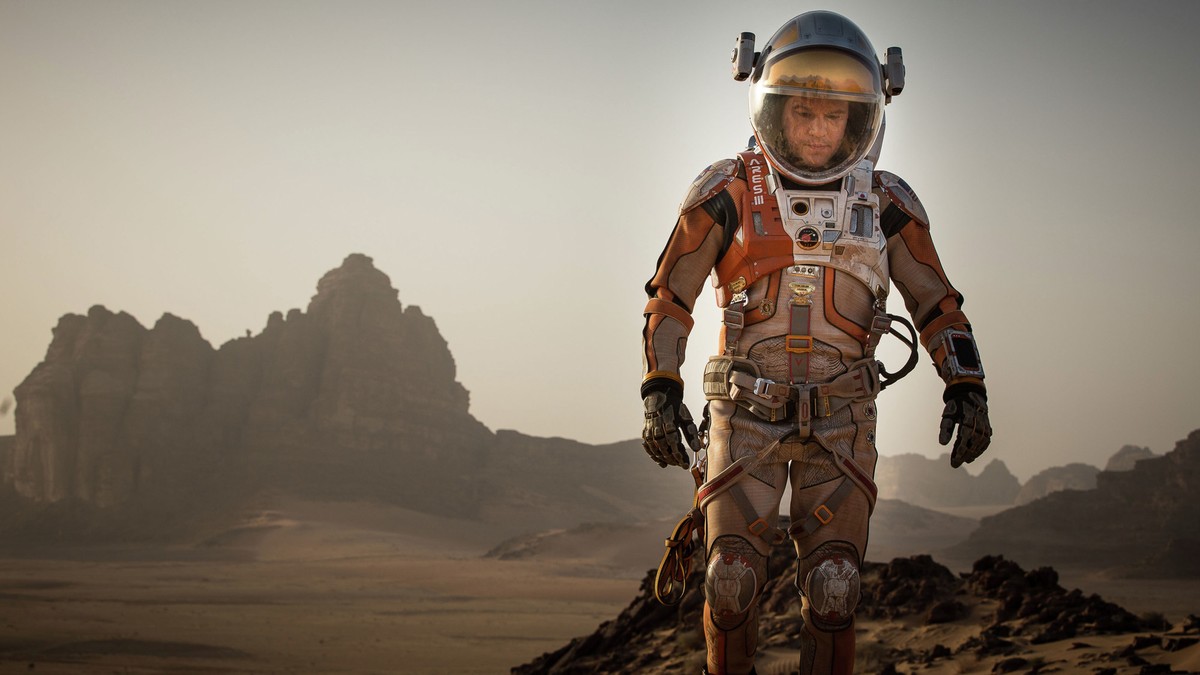This photo released by 20th Century Fox shows Matt Damon in a scene from the film, "The Martian." (Aidan Monaghan/20th Century Fox via AP)