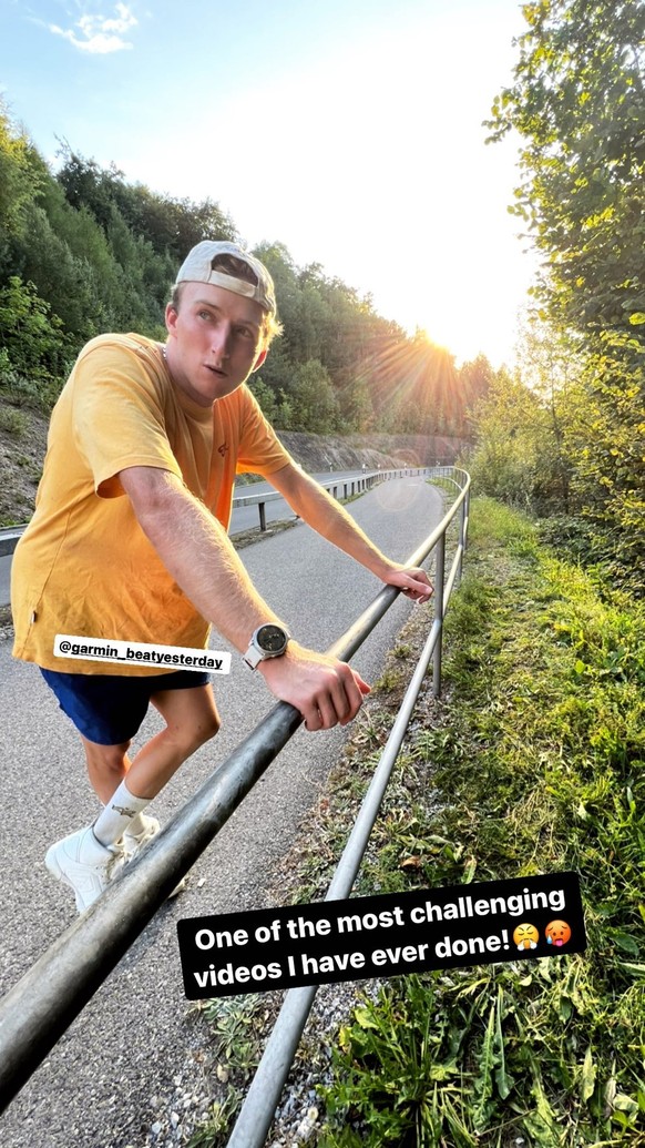 Instagram-Story von Andri Ragettli über einen Stunt. Am 4. Oktober 2023.